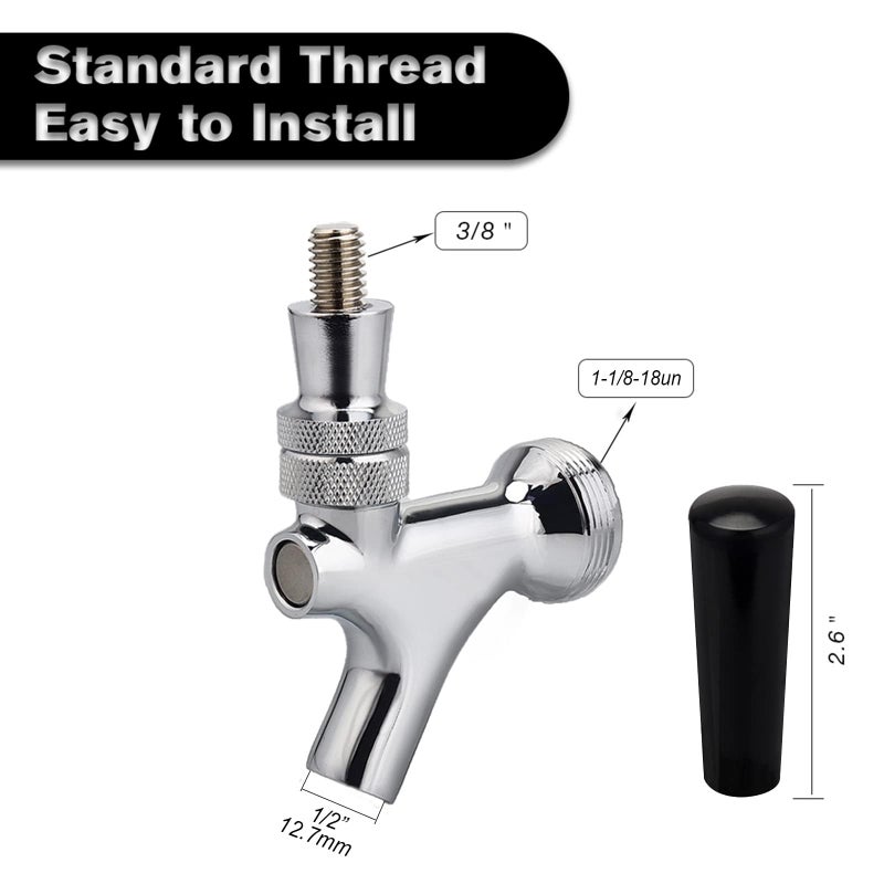 FERRODAY Stainless Steel Core Draft Beer Faucet Polished Brass Beer Faucet for Keg Tap Tower Beer Shank & Kegerator Beer Faucet Classic Beer Dispensing Tap Standard Faucet Tap - Image 3